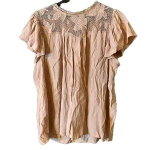 Perch by Blu Pepper Light Pink Lace Floral Tunic Blouse Top Size 3X Plus